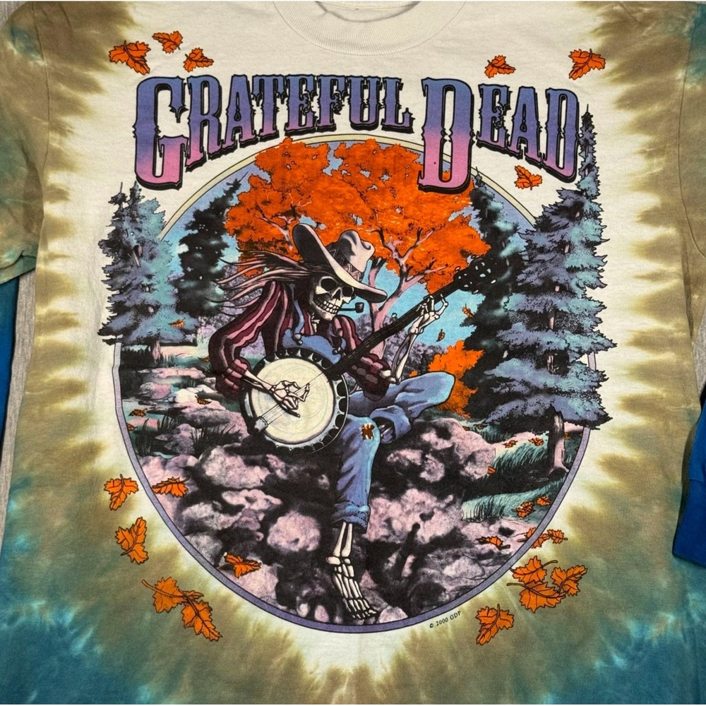 Vintage Style Grateful Dead '94 Fall Tour Liquid Blue Tie Dye Long Sleeve Medium